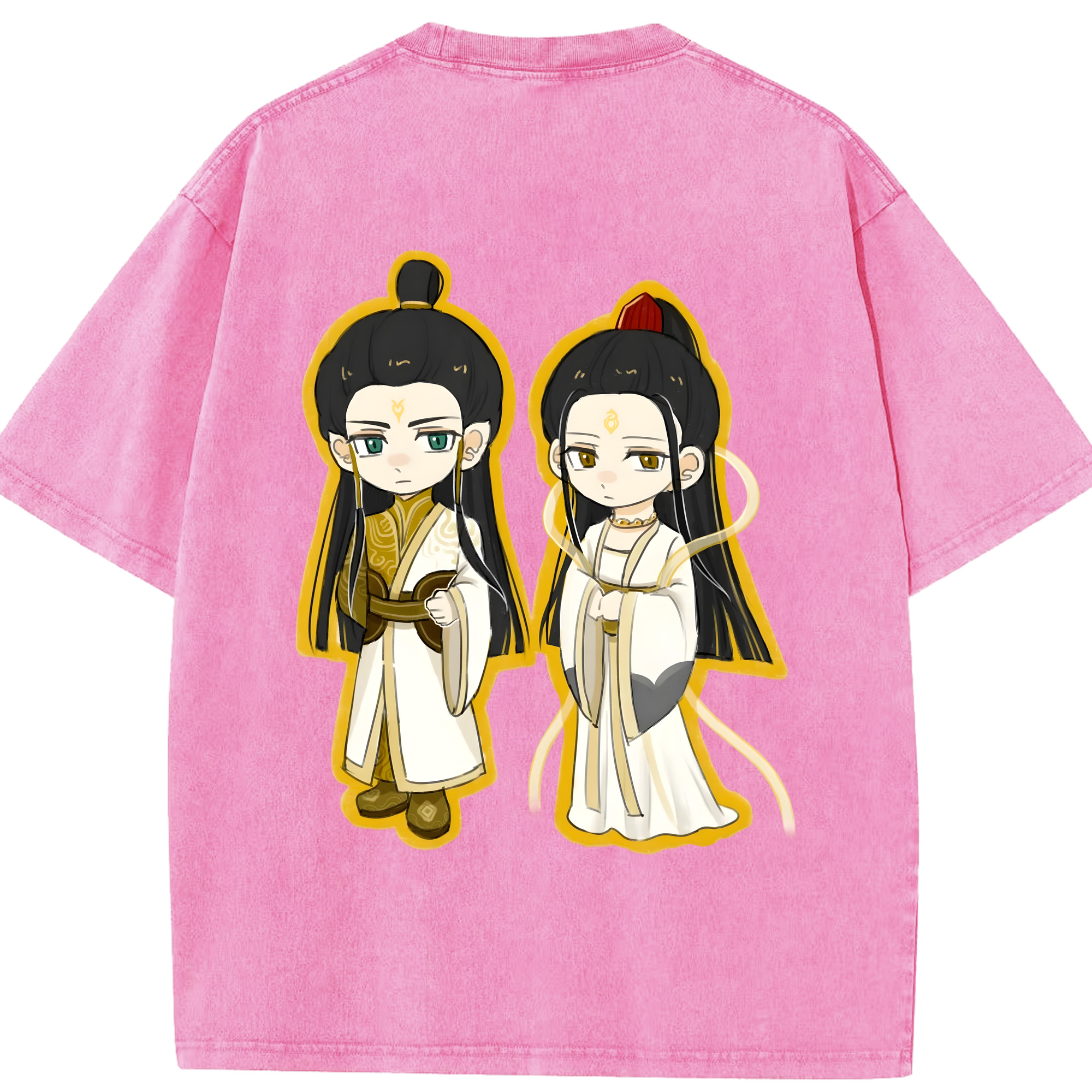 （画像用） Ne Zha 2 ナタ 魔童の大暴れ 綿100% ヴィンテージ風 半袖Tシャツ（背面プリント）